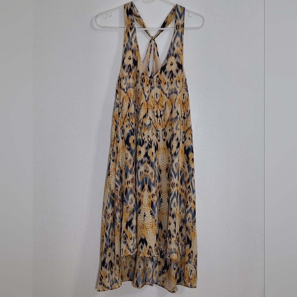 ECOTE  Backless Dress with Blue and Gold Design